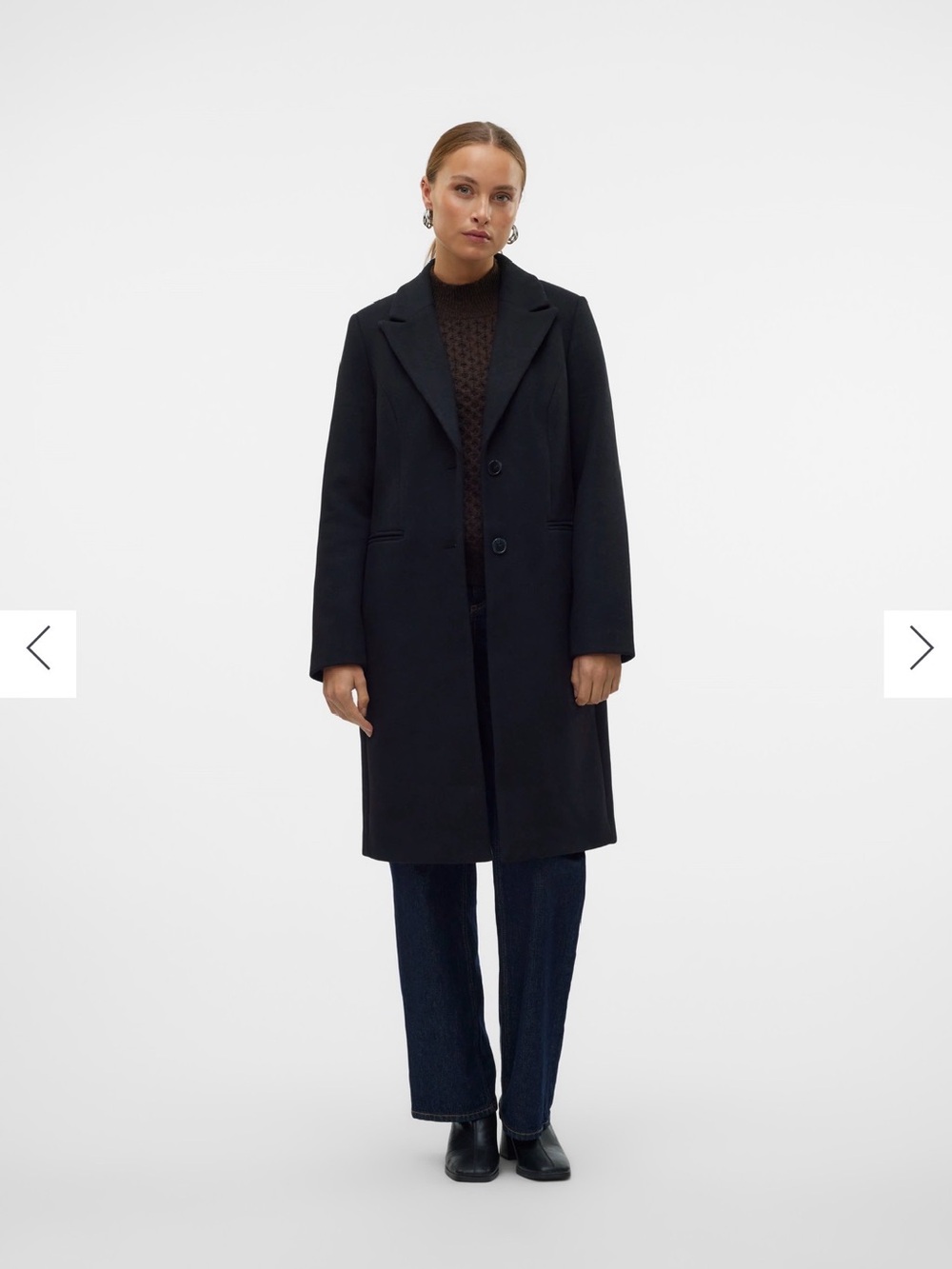 Vera Moda Women’s Black Single-Breasted Mid-Length Coat